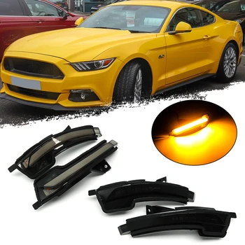 Ford Mustang S550 2015-2020 LHD Auto LED Dinamiskais Pagrieziena Signāla Gaismu Blinker Indikators Sērijveida Sānu Spoguļi Lampiņa Iedegas Apdare