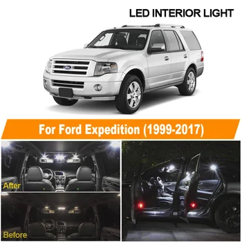Balta Auto Lasījumā Dome Spuldzes Interjera LED Light Komplekts Ford Expedition 1999-2012 2013 2014 2015 2016 2017 Licences numura zīmes Lukturi