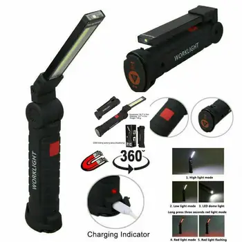 5 Režīmi COB LED Darba Gaismas USB Lādējamu Darba Apgaismojums Ar Magnētisko LED Lukturīti Pārbaudes Lampas Auto Remonts Kempings