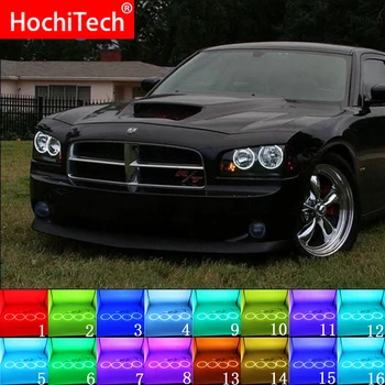 Par Dodge Charger 2005 2006 2007 2008 2009 2010 Piederumi Multi-krāsu RGB LED Angel Eyes Halo Gredzenu Acu DRL RF Tālvadības pults