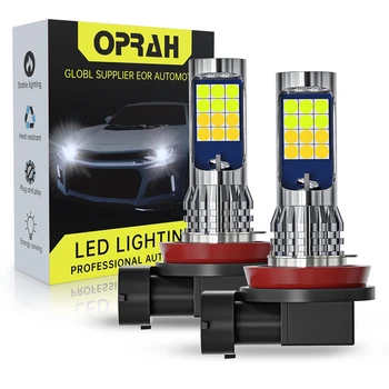 Oprah 2gab LED Spuldzes H3, H7, H11 881 H27 9006 HB4 3030 24 SMD Auto LED Priekšējie Miglas Lukturi priekšējo Lukturu Dienas Braukšanas Gaismas Balta