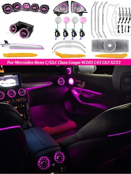 3/12/64 Krāsas Apkārtējā Gaisma Mercedes-Benz C/GLC Klases Kupeja W205 C43 C63 X253 LED Vents Skaļrunis Dekoratīvā Apgaismojuma Pārbūves