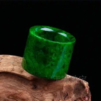 Īstu Dabas Jadeite Gredzenu Vīrieši Sievietes Smalkas Rotaslietas, Aksesuāri Nekustamā Birmu Zaļais Nefrīta Akmens Thumb Gredzeni Emerald Izgatavots Platu Joslu