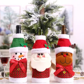 Ziemassvētku Vīna Pudele Dekoru Kopa Santa Claus, Sniegavīrs Briežu Pudeles Vāciņu Drēbes Virtuves Decoration, par Jaunā Gada, Ziemassvētku Vakariņas Puse