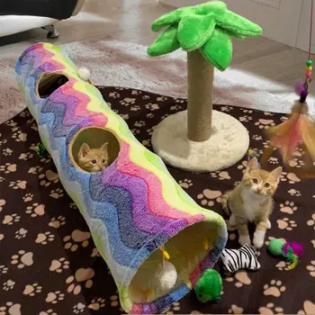 Saliekams Liels Kaķis Rotaļlietas Plīša Spēlēt Tuneļa Cauruli ar Bumbiņas Mācību Rotaļlietas Mazajiem Mājdzīvniekiem Bunny Truši, Kaķēniem, Suņiem, Kaķu Piederumi