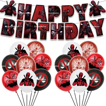 Deadpool Baloni Avengers Lateksa Ballons Happy Birthday Banner Karogu Super Varonis Partijas Apdare Piegādes Mazulis, Zēns, Gaisa Globos