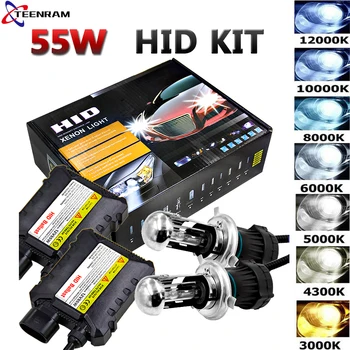 55W HID Xenon Spuldzes Auto Lukturu H1, H4, H7, H11 9005 HB3 9006 HB4 9004 9007 Auto Lukturis Komplekts Ar Slim Balasta Bloks 12V 24V DC