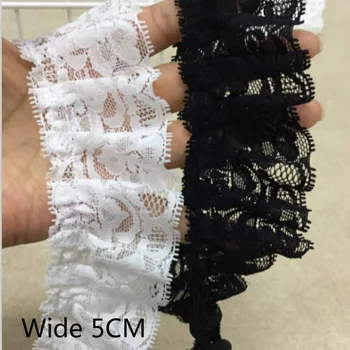 5CM Plats 3D Ziedi Kokvilnas Izšūtās Lentes Salocīta, Šūšanas Mežģīnes Apdari Malas Apģērba Kleita Auduma Bārkstis Guipure Piederumi