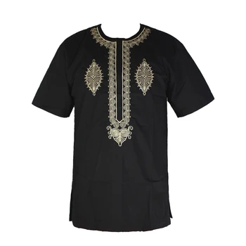 Dashiki kleita vīriešiem Topi Mens Āfrikas Vintage Audumi Augstas Kvalitātes Kokvilnas Izšūti Etniskā T-krekls