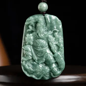 Birmas Jade Guan Yu Kulons Dārgakmeņiem Piederumi Emerald Cirsts Dabas Zaļā Rotaslietas Jadeite Akmens Modes Kaklarota Ķīniešu