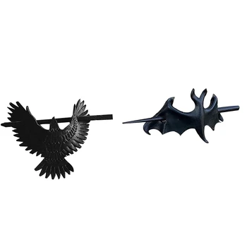Halloween Barrettes Bat Matu Spraudes Black Raven Matadatu Gothic Cosplay Kostīmu Putnu Matu Stick Cepures Aksesuāri Dāvanu