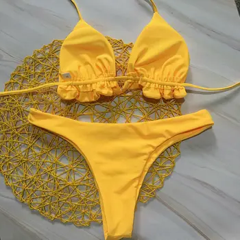 2022. gada Vasarā Bikini Komplekts Sievietēm Sexy Pārsējs Polsterēta Brazīlijas Peldkostīmu, Pludmales Push-up Peldkostīmi, peldkostīms, Beachwear