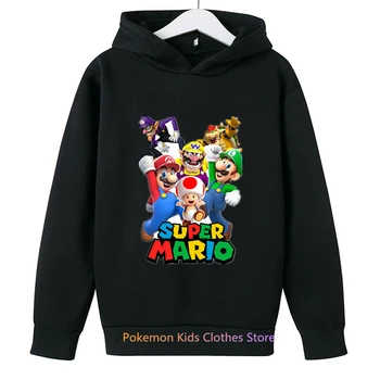 Modes Karstā Spēles Super Mario bros Hoodies Bērniem sporta Krekls ar garām Piedurknēm Apģērbs Pusaudžiem Zēni Meitenes 3-14Years Bērnu Pulovers