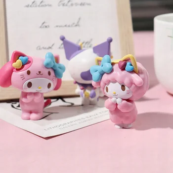 Kawaii Sanrioed Anime Lelle Manu Melodiju Kuromi Hello Kitty Lelle Pochacco DIY Darbvirsmas Rotājumu Zoo Sērija Anime Attēls Meitene Rotaļlietas