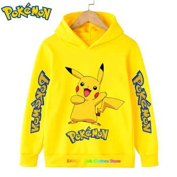 Karstā 3-14 Gadiem pokemon pelēkā vārna Kids Fashion Bērniem, Bērnu Zēnu Drēbes Pikachu sporta Krekls Bērniem Topi Meiteņu Apģērbs Džemperi