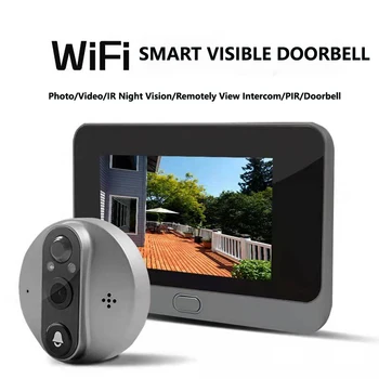Tuya Smart Home Durvju Peephole Skatītāju 4.3 collu Monitors, Bezvadu Video Durvju Acu Domofons CallingThe Dzīvokļa Durvis Kameras WIFI