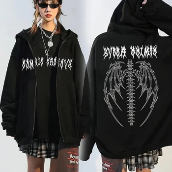 Y2k Drēbes Gothic Lielgabarīta Pelēkā Vārna Skelets Drukāt Hoodies Sporta Krekls 2022 Punk Hip Hop Streetwear Vīriešu Džemperis Gadījuma Harajuku