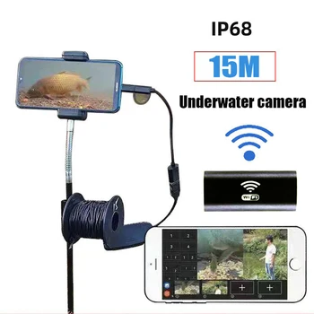 15M HD zemūdens kamera 5 mega pikseļu vizuālo zvejas ierīces IP67 waterproof mobilo tālruni, tabletes 8LED izgaismotas fish finder