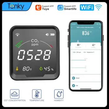 Tuya Smart Home WiFi Oglekļa Dioksīda (CO2) Sensors Temperatūras Sensors Mitruma Sensors Ar LCD Displeju Koncentrācijas Trauksmes Smartlife