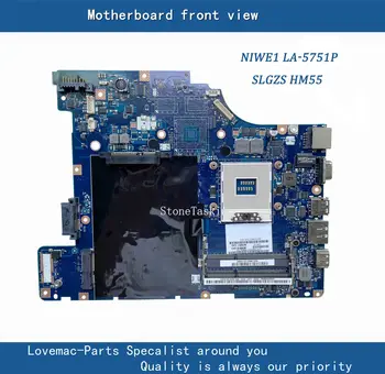 NIWE1 LA-5751P sākotnējā Lenovo G460 Z460 Klēpjdators mātesplatē G460 Z460 (Mainboard LA-5751P SLGZS HM55 DDR3 100% teste