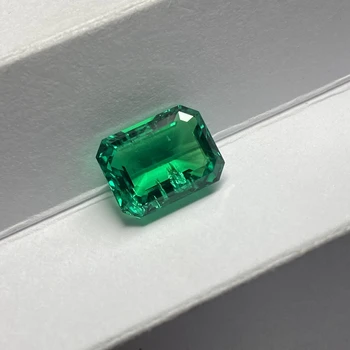 Meisidian 10X13mm 5.5 Karātu Lab Izveidota Astoņstūra Samazināt Hidrotermālā Zaļā Iekļaušanu Smaragda Akmens