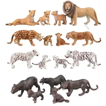 Reāli savvaļas Dzīvniekiem, Lauvu,Balti Tīģeri,Leopardi,Panther Figūriņas ar Mazuļiem, 2-5