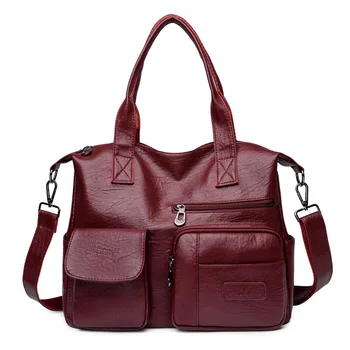 PU Ādas Sieviešu somas Luksusa Tote Somas Vintage Lielās Plecu Somas Sievietēm Moderns Vienkārši Crossbody Messenger Bag