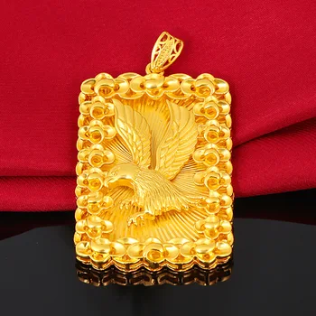 Modes 24k Zelta Pārklājumu Valdonīgs Vīriešu Budas Zelta Rotaslietas Eagle Gold Plated Kaklarotas Kulons Rotaslietas, kas Nav Izbalināt Bez Ķēdes