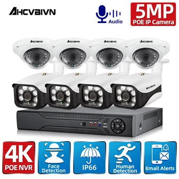 HD 8MP POE VIDEONOVĒROŠANAS VRR Sistēmas 8CH 5MP Audio Ieraksti Seju Atpazīšana Āra Iekštelpu Video Drošības Novērošanas Kameras Uzstādīt Xmeye VRR