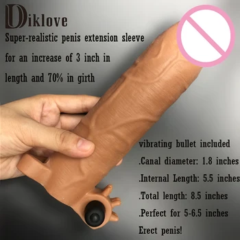 8.5 collas L reāli dzimumlocekļa uzmavas paplašināšanās cieta vadītājs pagarināt prezervatīvu penis extender ar lodi seksa produkti vīrietis