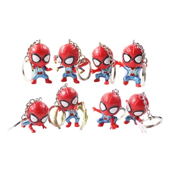 8pcs/daudz 5-6cm Brīnums Avengers Super Varonis Zirnekļcilvēka Dzelzs Spider Q Versija Kulons Keychain PVC Rīcības Attēls Rotaļlietu Kolekcija