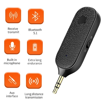 Bluetooth 5.1 Uztvērējs Audio Adapteris 3,5 mm Aux Auto Bezvadu Raidītājs Adapteris Handsfre Mikrofona Adapteri Portatīvo datoru Austiņas