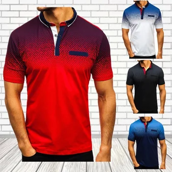 Vīriešu Vasaras Jauno Īsām Piedurknēm Modes Gadījuma Drukāt Atloks, Polo T-Krekls