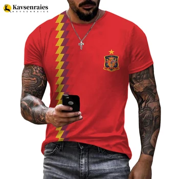 Spānijas Karoga 3D Iespiests T-krekls Vīriešiem Harajuku Gadījuma Lielgabarīta T Krekls Unisex Hip Hop Streetwear Atdzist Topi
