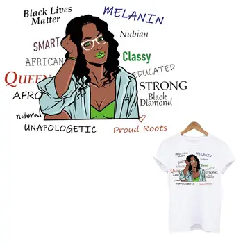 Skaista Melna Meitene Dzelzs-Par Ielāpus Apģērbu DIY Līmeņa Mazgājams Siltuma Uzlīme Uz Apģērbu, Sieviešu T-Krekls Aplikācijas