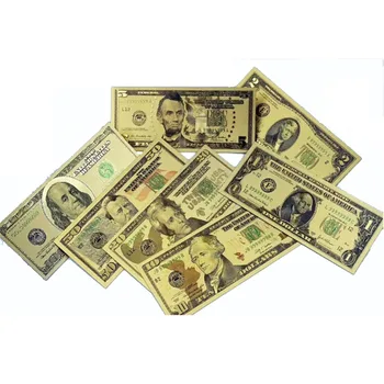 7pcs/daudz MUMS Zelta Folija Banknošu Amerikā Viltotas Banknotes Visās Dolāru Banknošu Papīra Naudas Kolekcija ir Mājas Dekorēšana Dāvanu