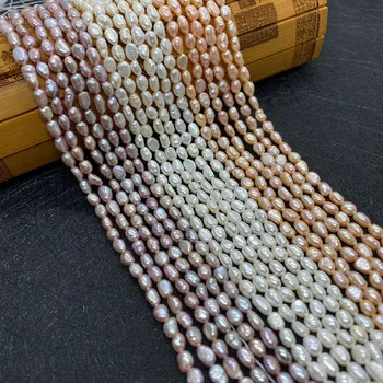 A-klases Multicolor Dabiskie Saldūdens Rīsi-formas Augstas kvalitātes Pērle 4.2 mm Izmanto DIYjewelry Padarot Aproces Andnecklaces