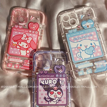 Kawaii Sanrioed Kuromi Manu Melodiju Karikatūra Telefonu Gadījumā Jaunu anti-kritums Gudrs pārredzama iPhone 11 12 13 ProMax Xs X XR labākā dāvana