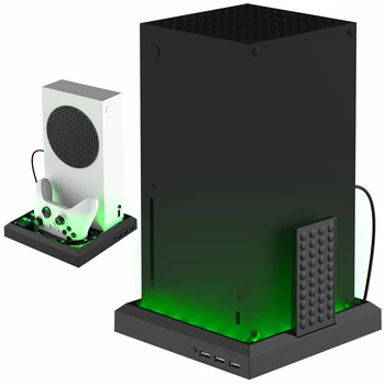 Vertikāls Statīvs Multi-funkciju, Uzlādes Dzesēšanas Ventilatoru Bāzi RGB Krāsains Gaismas Kontrolieris Rīkoties ar Lādētāju Konsole Xbox Sērijas X S