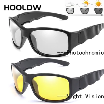 HOOLDW Jaunas Polarizētās Photochromic Saulesbrilles Vīriešiem, Nakts Redzamības Brilles Dienu Naktīs Anti-glare Brilles, Saules brilles UV400