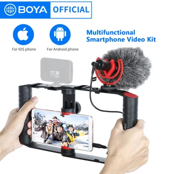 BOYA AR-VG380 Daudzfunkcionāls Viedtālrunis Video Rig Komplektu ar Statīvu+Turētājs Viedtālrunis Būris + Bise Mini Mikrofons Vlogging