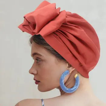 Āfrikas Galvas Wraps Elegants Retro Turban Sievietēm Musulmaņu Lakatu Klp Soild Krāsu Dāmas Beanies Caps Musulmaņu Headpiece
