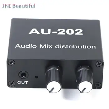 1PC Stereo Audio Mikseris Izplatītājs Par Austiņu Ārējo Barošanas AMP Apjoms Neatkarīgas Kontroles DC5-19V 2 Ieejas 2 Rezultātu AU 202