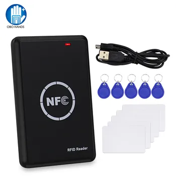 NFC Smart Card Reader Writer RFID Kopētājs / Aparāts 125KHz 13.56 MHz USB Programmētājs, Atslēgu maciņi, Kartes ID IC EM UID EM4305 T5577 Frāze