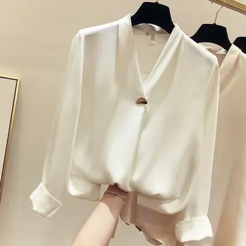 XEJ Balts Krekls Milzīgais Top Šifona Blūzes Sievietēm korejas Modes Pavasarī Ir 2021. Sieviešu Apģērbu ar garām Piedurknēm Top Chemises Femme
