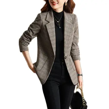 Korejas rudens sporta jaka sieviešu lielgabarīta apģērbu Pleds sporta jaka birojs sieviešu jaka pavasara lielgabarīta apģērbu