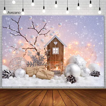 Avezano Ziemassvētku Backdrops par Fotogrāfiju, Sniegpārsliņu Koka Māju Jaundzimušo Portrets Kūka Samsh Dekoru Fona, Foto Aksesuārus, Studio